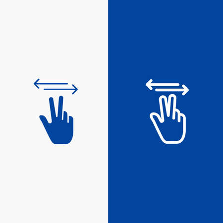 Gestures, Hand, Mobile, Touch Line and Glyph Solid icon Blue banner Line and Glyph Solid icon Blue bannerのイラスト素材