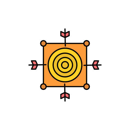 Focus, Board, Dart, Arrow, Target  Flat Color Icon. Vector icon banner Templateのイラスト素材