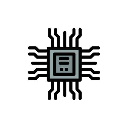 Book, Cpu, Learning, Technology  Flat Color Icon. Vector icon banner Templateのイラスト素材