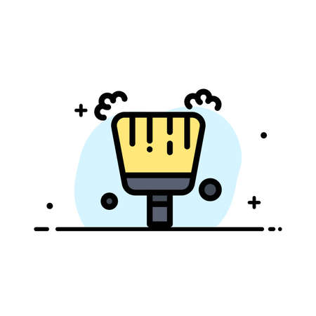 Broom, Dustpan, Sweep  Business Flat Line Filled Icon Vector Banner Templateのイラスト素材