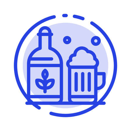 Beer, Bottle, Cup, Ireland Blue Dotted Line Line Iconのイラスト素材