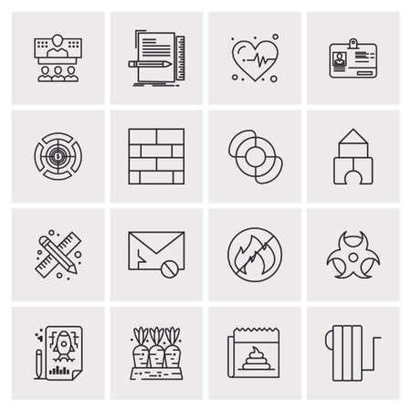 16 Universal Business Icons Vector. Creative Icon Illustration to use in web and Mobile Related project.のイラスト素材