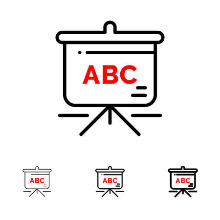 Bag, Education, Schoolbag Bold and thin black line icon setのイラスト素材