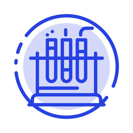 Tube, Lab, Test, Medical Blue Dotted Line Line Iconのイラスト素材