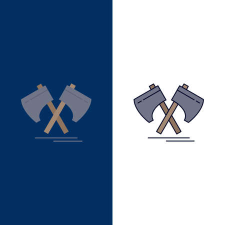 Axe, hatchet, tool, cutter, viking Flat Color Icon Vectorのイラスト素材