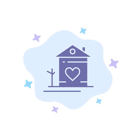 Home, House, Family, Couple, Hut Blue Icon on Abstract Cloud Backgroundのイラスト素材