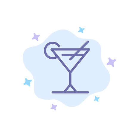 Cocktail, Juice, Lemon Blue Icon on Abstract Cloud Backgroundのイラスト素材
