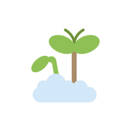 Growth, Increase, Maturity, Plant  Flat Color Icon. Vector icon banner Templateのイラスト素材