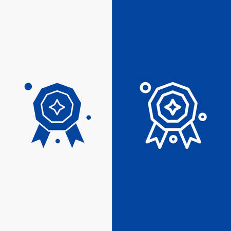 Award, Star, Prize Line and Glyph Solid icon Blue banner Line and Glyph Solid icon Blue bannerのイラスト素材