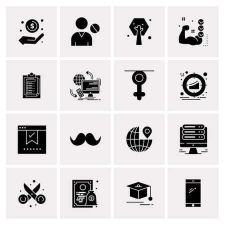 16 Universal Business Icons Vector. Creative Icon Illustration to use in web and Mobile Related project.のイラスト素材