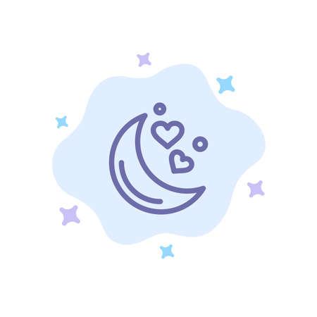 Moon, Night, Love, Romantic Night,  Blue Icon on Abstract Cloud Backgroundのイラスト素材