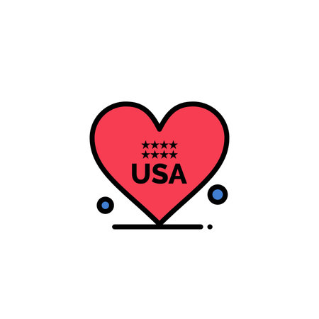 Heart, Love, American, Usa Business   Template. Flat Colorのイラスト素材
