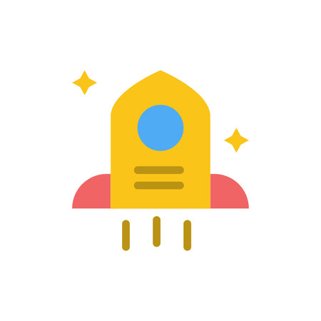 Astronomy, Rocket, Space  Flat Color Icon. Vector icon banner Templateのイラスト素材