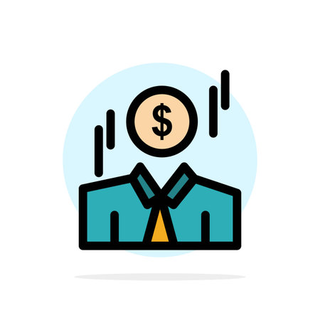 Businessman, Dollar, Man, Money Abstract Circle Background Flat color Iconのイラスト素材