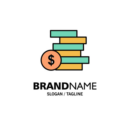 Coins Money, Cash, Gold, Money Business Logo Template. Flat Colorのイラスト素材