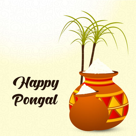 Happy Pongal Festival Background - Vectorのイラスト素材
