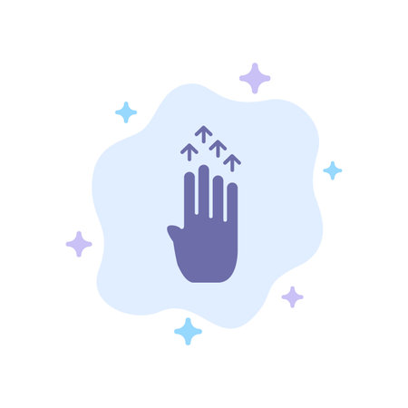 Finger, Four, Gesture, Arrow, Up Blue Icon on Abstract Cloud Backgroundのイラスト素材