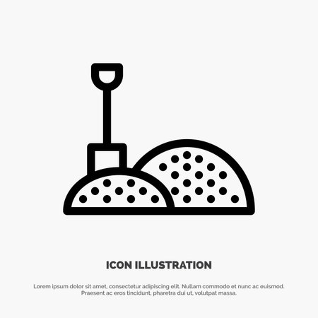 Construction, Shovel, Tools Line Icon Vectorのイラスト素材