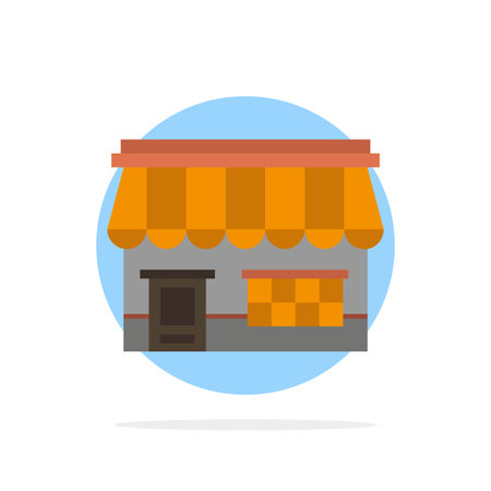 Shop, Online, Market, Store, Building Abstract Circle Background Flat color Iconのイラスト素材