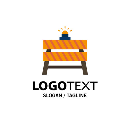 Barrier, Construction, Stop, Closed, Road Business Logo Template. Flat Colorのイラスト素材