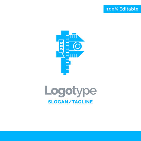 Measuring, Accuracy, Measure, Small, Tiny Blue Solid Logo Template. Place for Taglineのイラスト素材