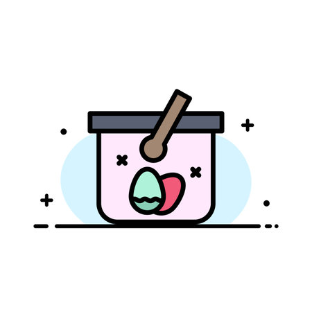 Basket, Cart, Egg, Easter  Business Flat Line Filled Icon Vector Banner Templateのイラスト素材