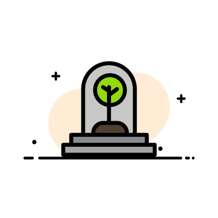Business, Growth, New, Plant, Tree  Business Flat Line Filled Icon Vector Banner Templateのイラスト素材