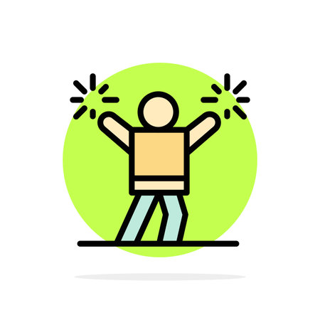 Cheerleader, Cheerleading, Encourage, Fan Abstract Circle Background Flat color Iconのイラスト素材