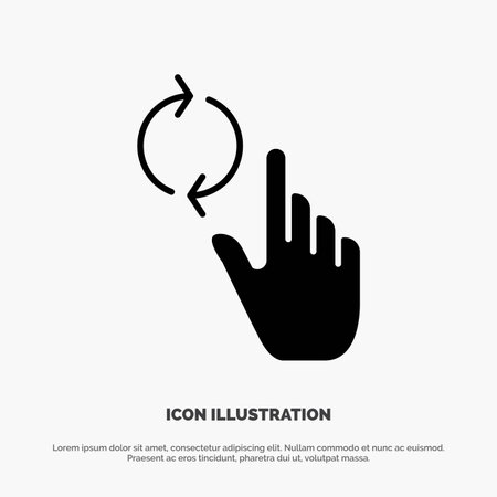 Finger, Hand, Refresh, Gesture solid Glyph Icon vectorのイラスト素材