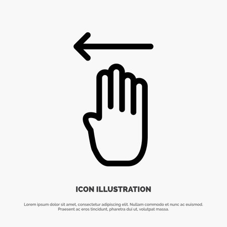Finger, Four, Gesture, Left Line Icon Vectorのイラスト素材