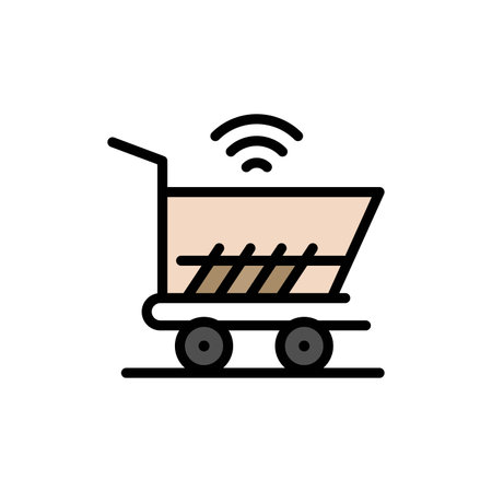 Trolley, Cart, Wifi, Shopping  Flat Color Icon. Vector icon banner Templateのイラスト素材