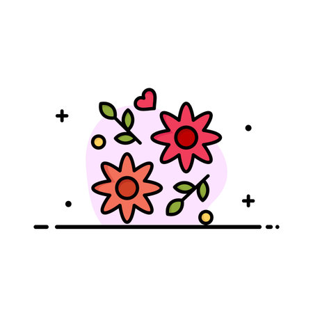 Flower, Gift, Love, Wedding  Business Flat Line Filled Icon Vector Banner Templateのイラスト素材