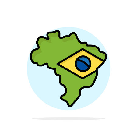 Map, Flag, Brazil Abstract Circle Background Flat color Iconのイラスト素材