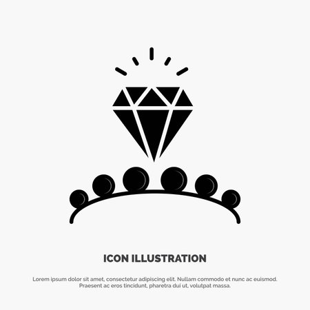Diamond, Love, Heart, Wedding solid Glyph Icon vectorのイラスト素材