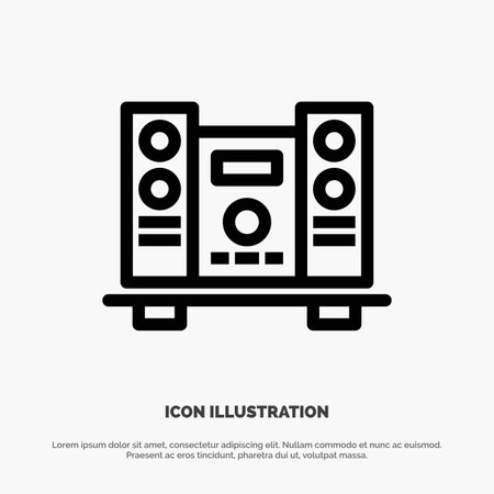Woofer, Loud, Speaker, Music Vector Line Iconのイラスト素材