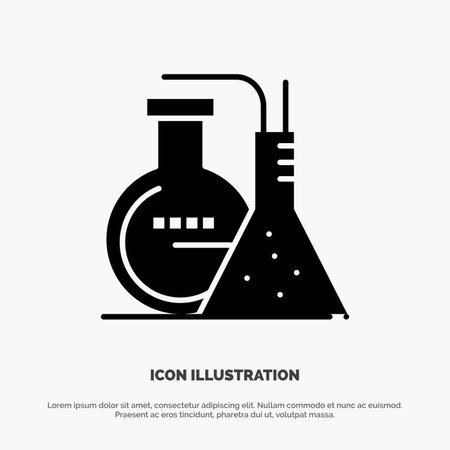 Chemicals, Reaction, Lab, Energy solid Glyph Icon vectorのイラスト素材