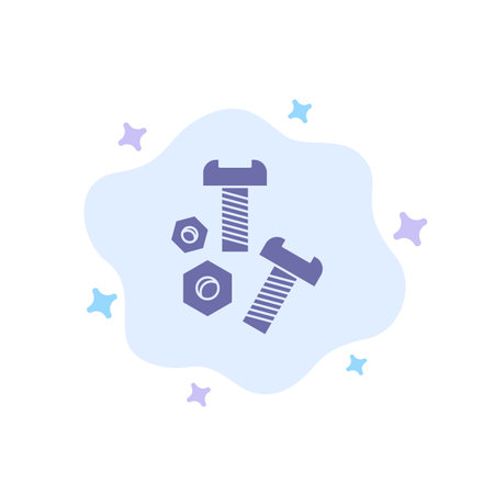 Bolt, Nut, Screw, Tools Blue Icon on Abstract Cloud Backgroundのイラスト素材