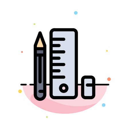 Education, Pen, Pencil, Scale Abstract Flat Color Icon Templateのイラスト素材