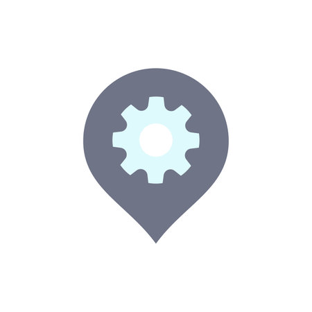 Gear, Setting, Location, Map  Flat Color Icon. Vector icon banner Templateのイラスト素材