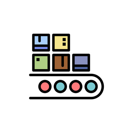 Business, Line, Management, Product, Production  Flat Color Icon. Vector icon banner Templateのイラスト素材