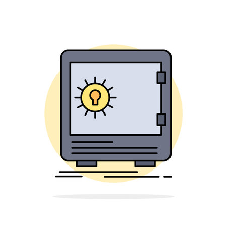 Bank, deposit, safe, safety, strongbox Flat Color Icon Vectorのイラスト素材