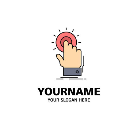 touch, click, hand, on, start Flat Color Icon Vectorのイラスト素材