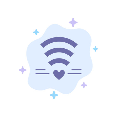 Wifi, Love, Wedding, Heart Blue Icon on Abstract Cloud Backgroundのイラスト素材