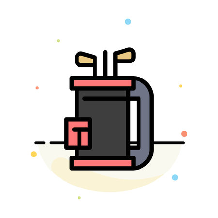 Bag, Club, Equipment, Golf, Stick Abstract Flat Color Icon Templateのイラスト素材