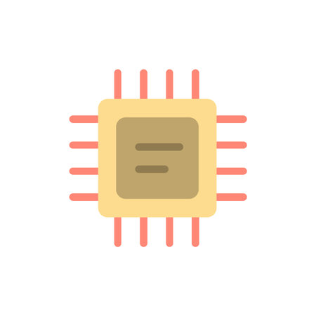 Cpu, Microchip, Processor  Flat Color Icon. Vector icon banner Template