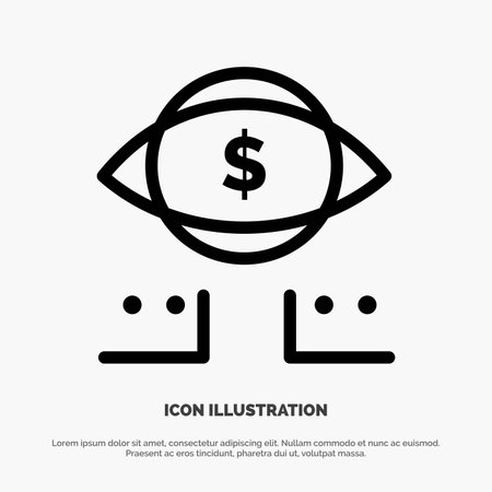 Eye, Dollar, Marketing, Digital Line Icon Vectorのイラスト素材