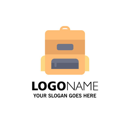 Bag, Education, Schoolbag Business Logo Template. Flat Colorのイラスト素材