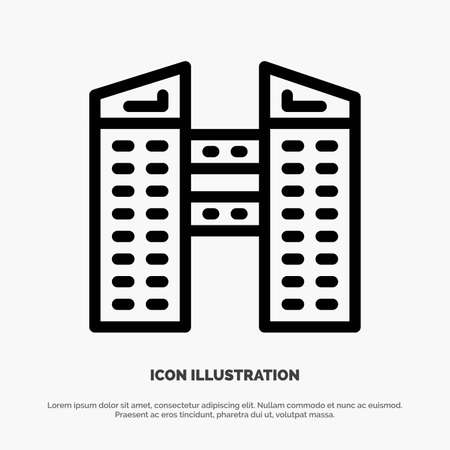 Buildings, City, Construction Line Icon Vectorのイラスト素材