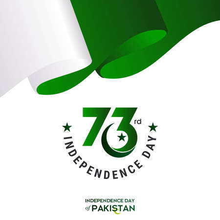 Pakistan Independence Day Typography Design. Creative Typography of 73rd Happy Independence Day of Pakistan Vector Template Design Illustrationのイラスト素材