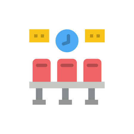 Seats, Train, Transportation, Clock  Flat Color Icon. Vector icon banner Templateのイラスト素材